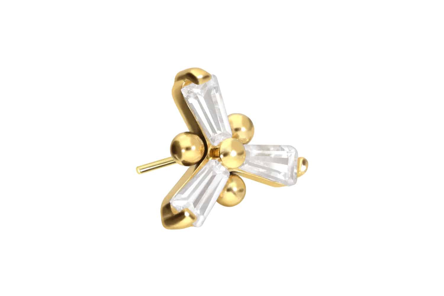 Titan Aufsatz mit Push Pin KRISTALLBLUME von Piercingline